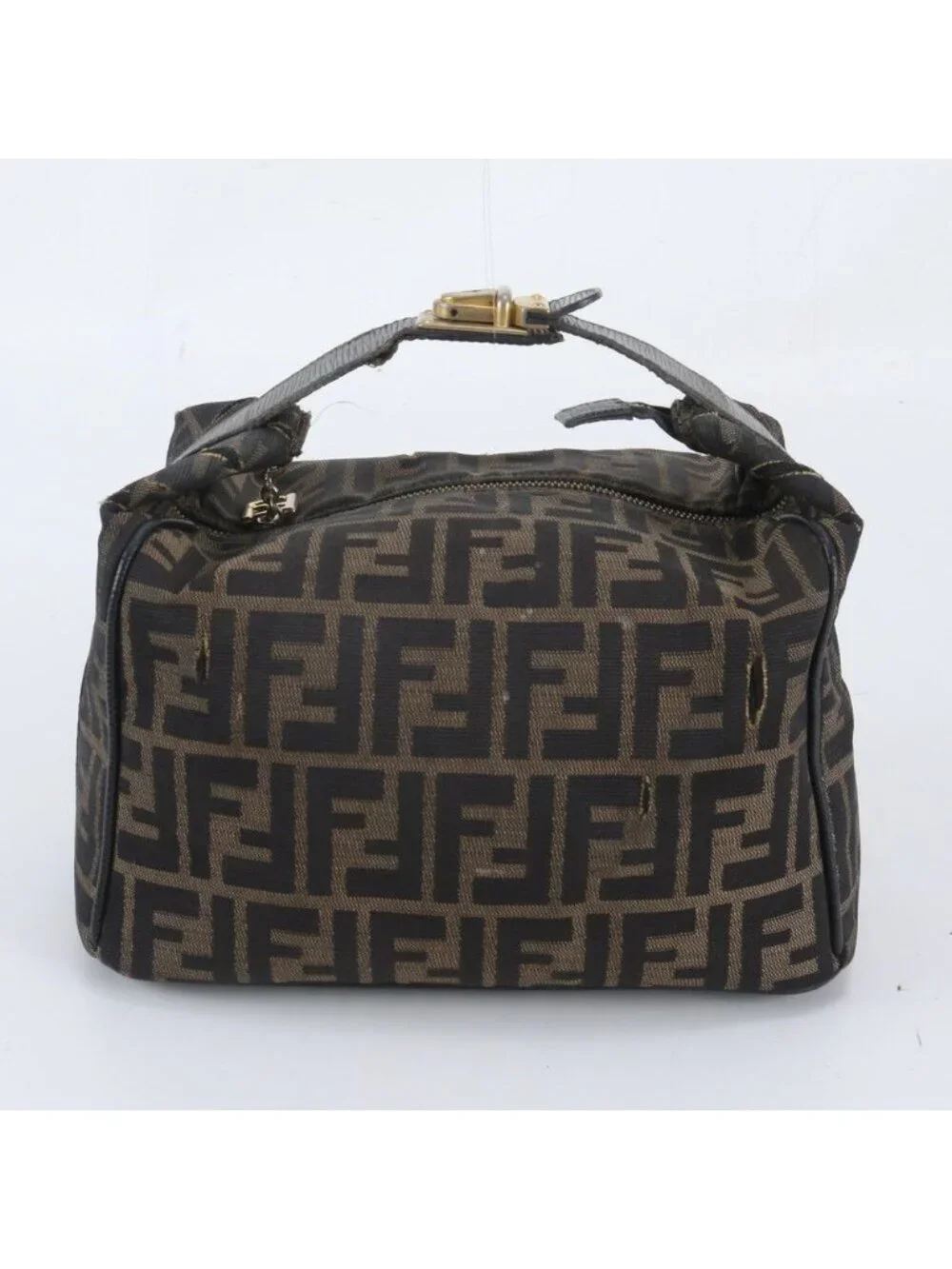 Fendi Zucca Mini Pouch Leather Nylon Handbag